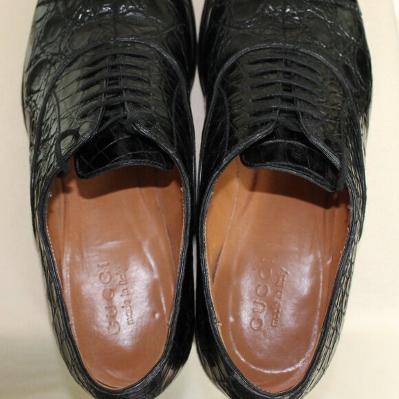 Gucci genuine Alligator Men's black lace ups US size 10.5 made in Italy - Picture 5 of 9